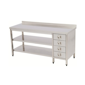 Mermer Tablalı Blok Çekmeceli Tabla ve Ara Raflı Çalışma Tezgahı